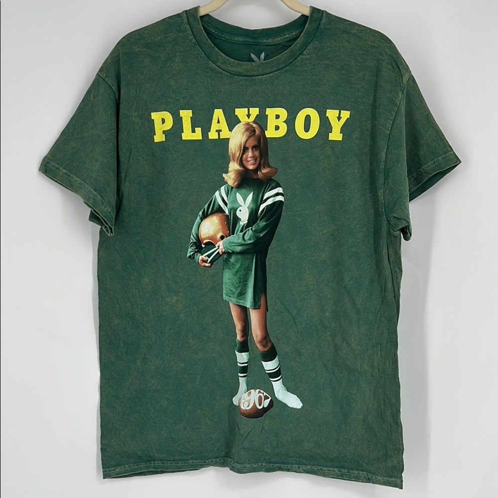 PLAYBOY Vintage Green Tee with Yellow Lettering